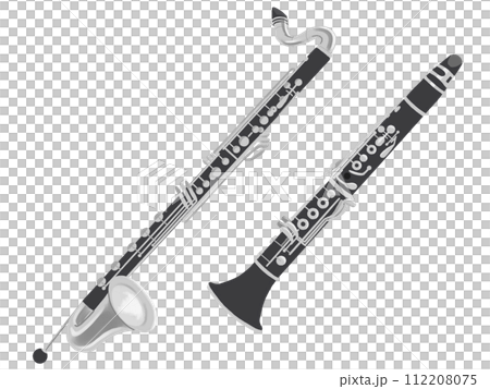 クラリネットとバスクラリネットのイラストセット 112208075