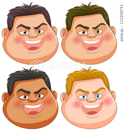 Diverse Cartoon Male Faces Collection 112208731