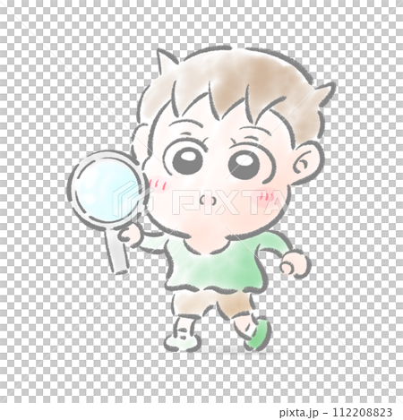 Boy with magnifying glass watercolor Boy with magnifying glass watercolor 112208823