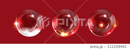 Glass globe with snowflakes and bright sparkles 112209481