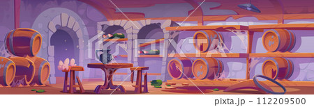 Abandoned wine cellar - cartoon vector Abandoned wine cellar - cartoon vector 112209500