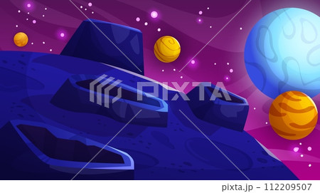 Alien planet surface with craters Alien planet surface with craters 112209507