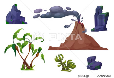 Volcanic eruption cartoon set Volcanic eruption cartoon set 112209508