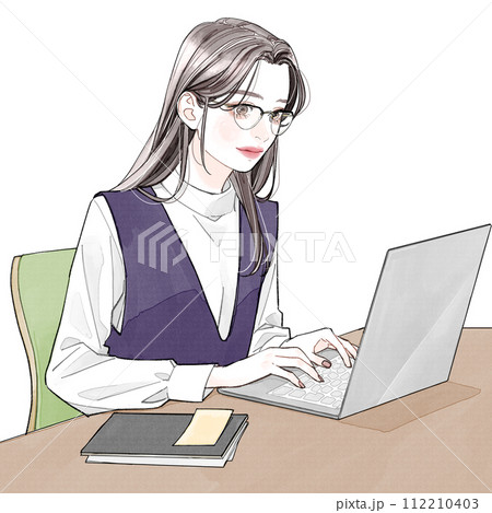 パソコンを操作している女性 パソコンを操作している女性 112210403
