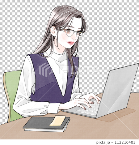 パソコンを操作している女性 パソコンを操作している女性 112210403