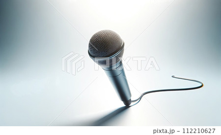handheld microphone with cable white background 112210627
