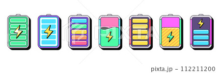 Isolated retro battery icon set, vector...のイラスト素材 [112211200] - PIXTA