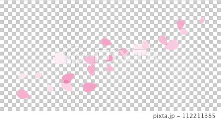 ピンクの桜の花びらが舞い散るイラスト 112211385