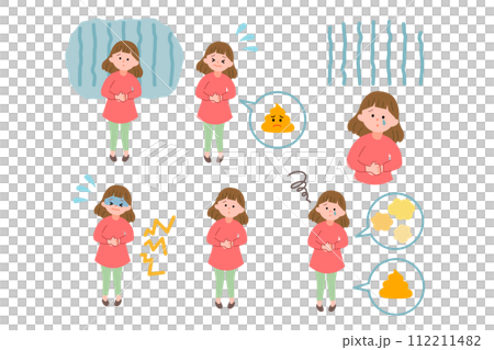 お腹が痛い女の子セット 112211482