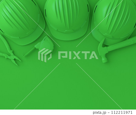 Top view of monochrome construction tools for repair on multicolor background 112211971