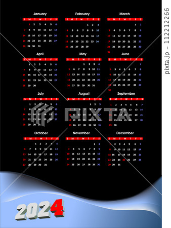 2024 calendar. 3d color illustration 2024 calendar. 3d color illustration 112212266