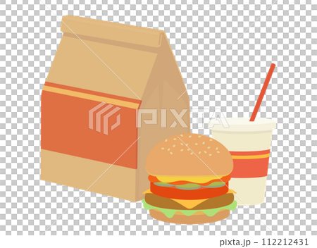 Illustration of fast food takeaway paper bag 112212431