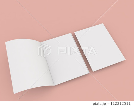 Greeting card and A4 sheet on a orange background. 3d render illustration. 112212511