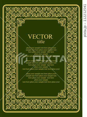 Gold ornament on dark background. Can be used as invitation card. Book cover. Vector illustration Gold ornament on dark background. Can be used as invitation card. Book cover. Vector illustration 112212541