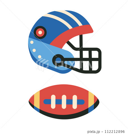 American Football Helmet and Ball Icons American Football Helmet and Ball Icons 112212896