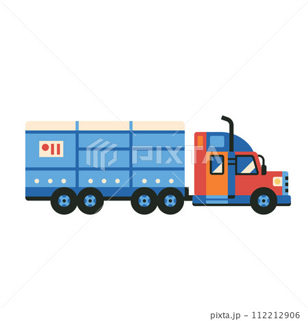 Freight Cargo Truck Icon in Flat Design Freight Cargo Truck Icon in Flat Design 112212906