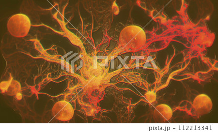 Neurons, brain cells, neural network, 3D illustration 112213341