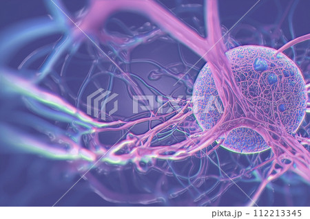 Neurons, brain cells, neural network, 3D illustration 112213345