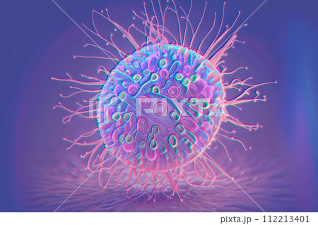 Beautiful microworld, microbes of different shapes, illustration Beautiful microworld, microbes of different shapes, illustration 112213401