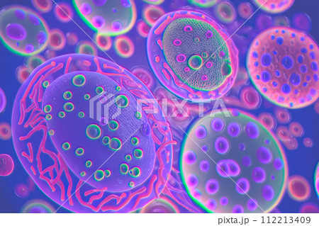 Beautiful microworld, microbes of different shapes, illustration 112213409