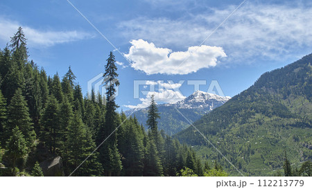 A vast landscape with clear skies, clouds, and snowy mountains. A vast landscape with clear skies, clouds, and snowy mountains. 112213779