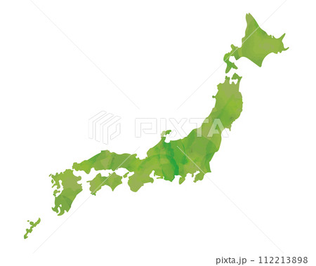 水彩風の手描きの日本地図 水彩風の手描きの日本地図 112213898