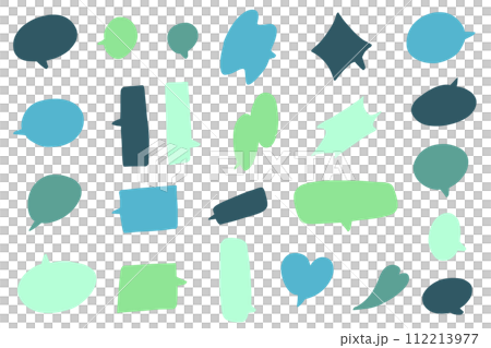 Blue and green hand drawn speech bubbles set Blue and green hand drawn speech bubbles set 112213977