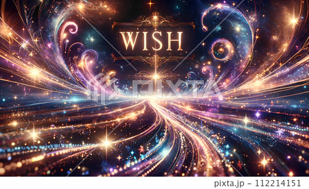 Majestic Cosmic Fantasy with Sparkling Stars and Elegant Swirls - Beauty Aesthetic Background.  112214151