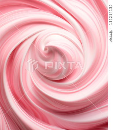 AI-generated content. Strawberry yogurt swirl close up, berry cream texture, top view background, AI generated AI-generated content. Strawberry yogurt swirl close up, berry cream texture, top view background, AI generated 112214159