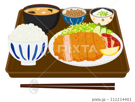 とんかつ定食のベクターイラスト。 112214401
