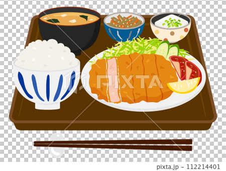 とんかつ定食のベクターイラスト。 112214401