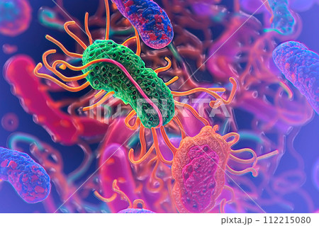 Beautiful microworld, microbes of different shapes, illustration 112215080