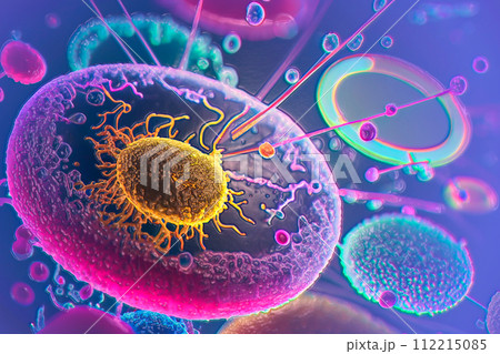 Beautiful microworld, microbes of different shapes, illustration Beautiful microworld, microbes of different shapes, illustration 112215085