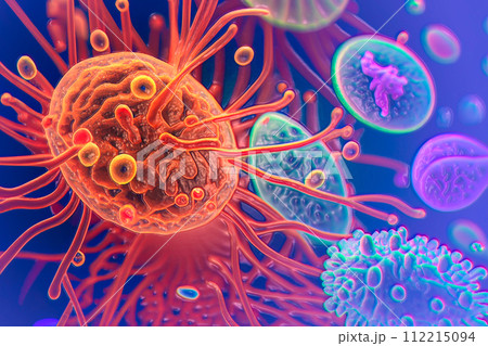 Beautiful microworld, microbes of different shapes, illustration 112215094