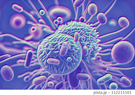 Beautiful microworld, microbes of different shapes, 3D illustration 112215101