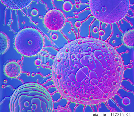 Beautiful microworld, microbes of different shapes, 3D illustration 112215106