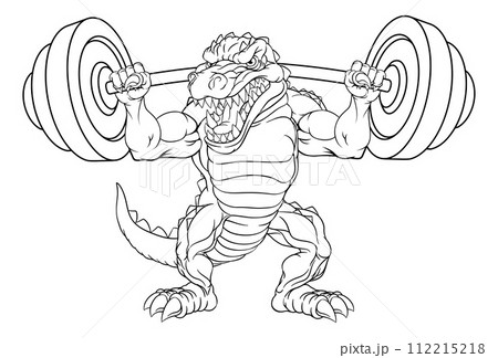Alligator Crocodile Dinosaur Weight Lifting Mascot 112215218