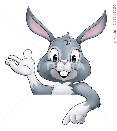 Easter Bunny Rabbit Cartoon Character Peeking Sign 112215220