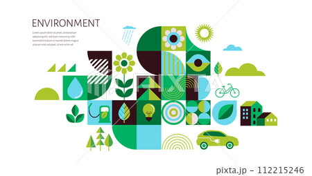 Environment, ecology, Earth day concept design. Banner, poster, abstract background in modern 112215246