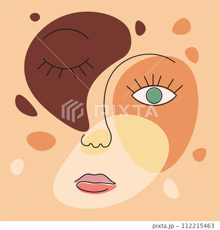 Modern line art face with shapes Modern line art face with shapes 112215463
