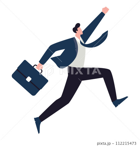 Jumping businessman in blue suit Jumping businessman in blue suit 112215473