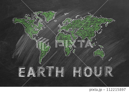 Earth hour. Chalk drawn illustration Earth hour. Chalk drawn illustration 112215897