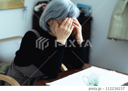 一人暮らしのシニア女性 一人暮らしのシニア女性 112216237