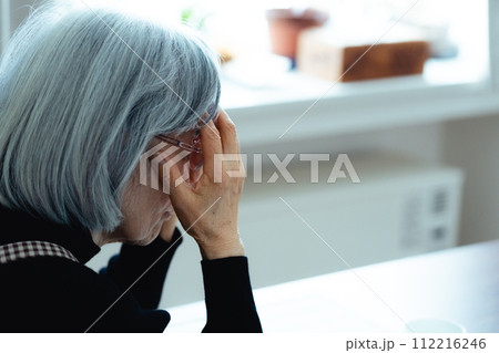 一人暮らしのシニア女性 112216246