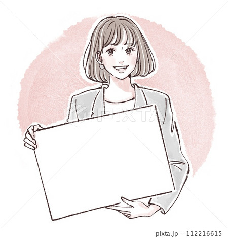 説明/ 看板/髪を持つ女性・女の子のイラスト素材 説明/ 看板/髪を持つ女性・女の子のイラスト素材 112216615