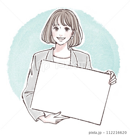 説明/ 看板/髪を持つ女性・女の子のイラスト素材 112216620