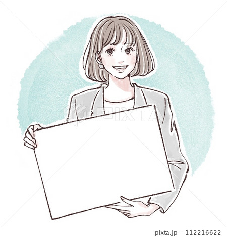 説明/ 看板/髪を持つ女性・女の子のイラスト素材 説明/ 看板/髪を持つ女性・女の子のイラスト素材 112216622