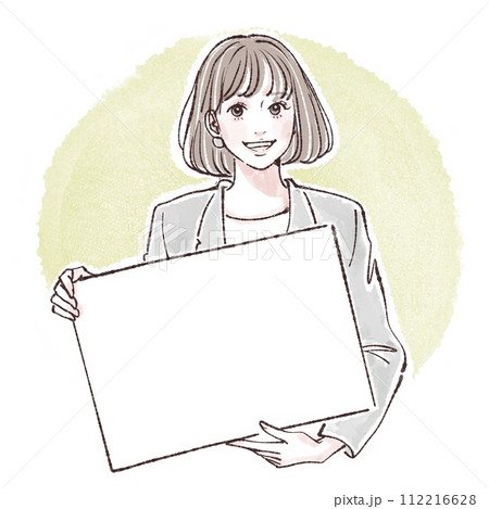 説明/ 看板/髪を持つ女性・女の子のイラスト素材 説明/ 看板/髪を持つ女性・女の子のイラスト素材 112216628