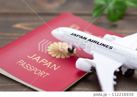 赤色のパスポートと飛行機 赤色のパスポートと飛行機 112216838