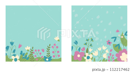 Flower backgrounds post set. Spring abstract...のイラスト素材 [112217462] - PIXTA